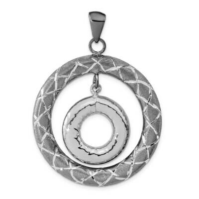 Sterling Silver Rhodium &amp; Rhodium-plated D/C Pendant QPRE207