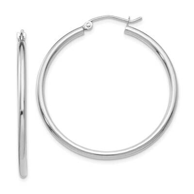Polished 2mm Lightweight Tube Hoop Earrings 10k White Gold 10T825L, MPN: 10T825L, 191101566479
