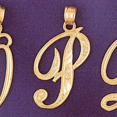 Dazzlers Jewelry Initial P Pendant Necklace Charm Bracelet in Yellow, White or Rose Gold 9566p, MPN…