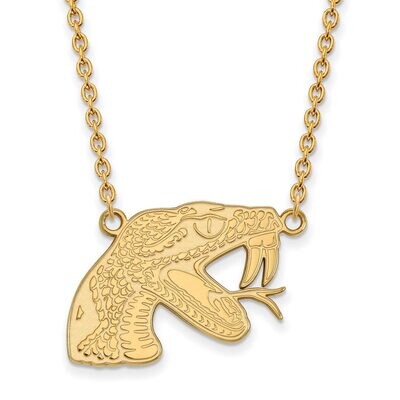 Florida A&amp;M University Large Pendant with Chain Necklace 14k Yellow Gold 4Y010FAM-18, MPN: 4Y010FAM…