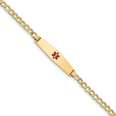 8 Inch Medical Soft Diamond Shape Red Enamel Curb Link 6.75mm Id Bracelet 14k Gold XM564CC-8, MPN: …