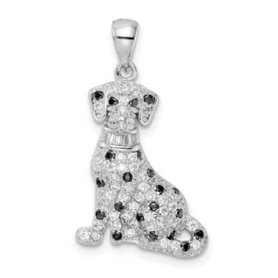 CZ Diamond Dalmatian Pendant Sterling Silver Rhodium-Plated Polished QP5654, MPN: QP5654,