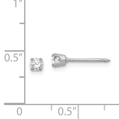 3mm Cubic Zirconia Earrings 18k White Gold  257E, MPN: 257E,