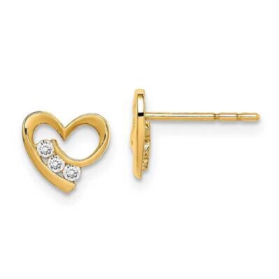 Heart Post Earrings 14k Gold CZ Diamond GK1002 by Madi K, MPN: GK1002, 191101901096