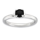 Black Agate Ring - Sterling Silver Polished QSK622, MPN: QSK622, 886774219943