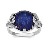 Lapis Lazuli Ring Sterling Silver Rhodium-plated QR6007, MPN: QR6007, 191101319181