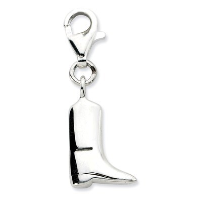 Polished Boot Charm Sterling Silver Click-on QCC595 by Amore La Vita, MPN: QCC595, 886774073859