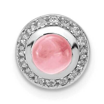 Cabochon .91 Pink Tourmaline Chain Slide 14k White Gold Diamond PM4030-PT-012-WA, MPN: PM4030-PT-01…