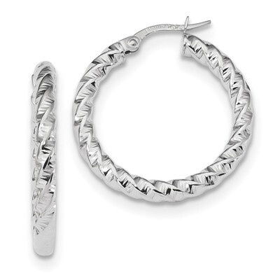 Polished 3mm Twisted Hoop Earrings 14k white Gold TF1145W, MPN: TF1145W, 191101058219