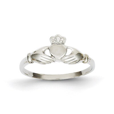 Polished &amp; Satin Claddagh Ring 14k White Gold K572, MPN: K572, 883957901909