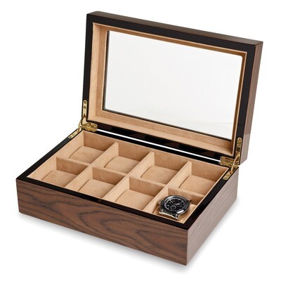 Light Brown High Gloss 8-watch Box GM7874, MPN: GM7874, 886774613505