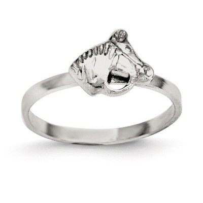 Child&#39;S Polished Horse Ring Sterling Silver Rhodium-plated QR5963-3, MPN: QR5963, 191101194511