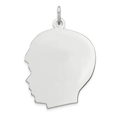 Engravable Boy Polished Front &amp; Back Disc Charm Sterling Silver Rhodium Plated QM521, MPN: QM521, 8…