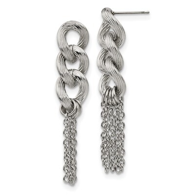 Oval Chain Post Dangle Earrings Stainless Steel SRE1024 by Chisel, MPN: SRE1024, 191101647833