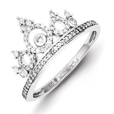 Crown Ring Sterling Silver Rhodium-plated Diamond QR5736, MPN: QR5736, 883957440682