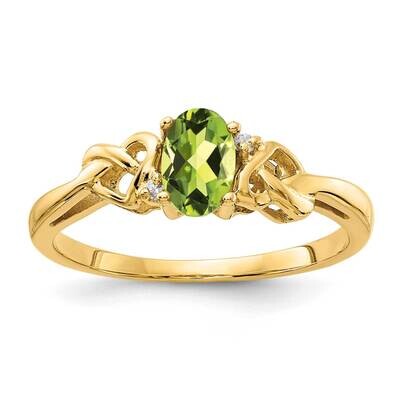 6x4mm Oval Peridot Aaa Diamond Ring 14k Gold Y4690PE/AAA, MPN: Y4690PE_AA, 883957583013