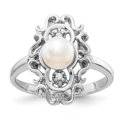5.5mm Freshwater Cultured Pearl Diamond Ring 14k White Gold Y1907PL_AA, MPN: Y1907PL_AA, 8839570638…