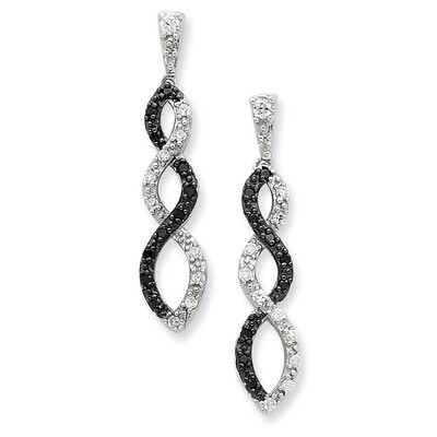 Black Rhodium Black White Diamond Twisted Post Earring Sterling Silver QE7337, MPN: QE7337, 8839575…