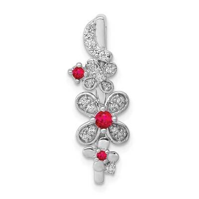 .13 Ruby Flowers Chain Slide 14k White Gold Diamond PM3985-RU-010-WA, MPN: PM3985-RU-010-WA, 883957…