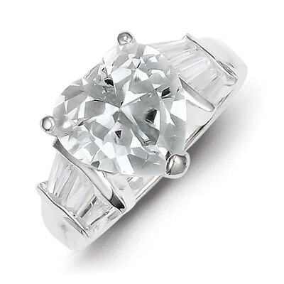 Heart Ring Sterling Silver Diamond QR1353, MPN: QR1353, 883957181042