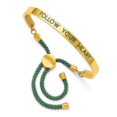 Yellow Ip Green Enamel Nylon Follow Adj Bangle Stainless Steel Polished SRB2700, MPN: SRB2700, 1911…