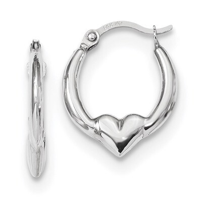 Heart Hoop Earrings 14k white Gold TL733W, MPN: TL733W, 191101059117