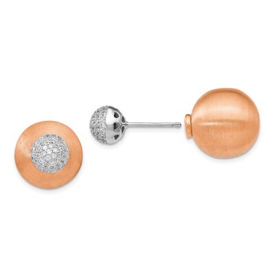 Leslie&#39;s CZ Front Back Earrings Sterling Silver Rose-tone HB-QLE1049, MPN: QLE1049, 191101735257
