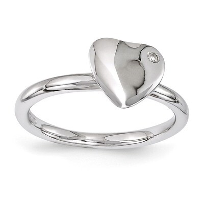 Heart Diamond Ring - Sterling Silver Rhodium-plated QSK1602, MPN: QSK1602, 886774214245
