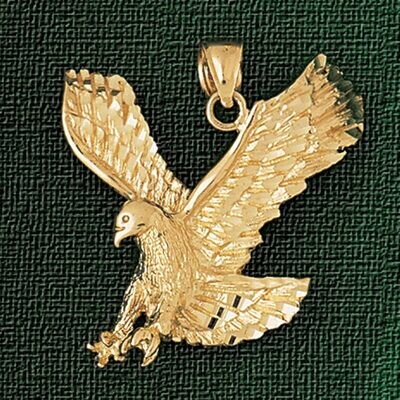 Dazzlers Jewelry Flying Eagle Pendant Necklace Charm Bracelet in Yellow, White or Rose Gold 2774, M…