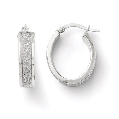 Leslie&#39;s Fancy Glimmer Infused Oval Hoop Earrings - 14k White Gold HB-LE140, MPN: LE140, 8867745694…