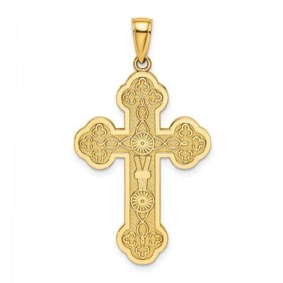 Scroll Cross with Sunburst Center Charm 14k Gold K8393, MPN: K8393, 637218016860