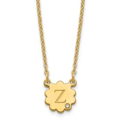 Initial Flower with Diamond Necklace Sterling Silver Gold-plated XNA1381GP, MPN: XNA1381GP,