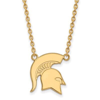 Michigan State University Large Pendant with Chain Necklace Gold-plated Silver GP057MIS-18, MPN: GP…
