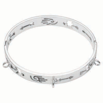 Nikki Lissoni Wild Heart Bangle of 1cm with Three Loops Where Charms Can Be Attached Silver-Plated …