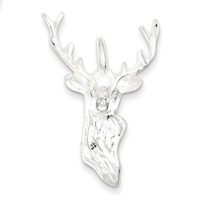 Bust of Buck Pendant Diamond-cut Sterling Silver QC4897, MPN: QC4897, 883957569222
