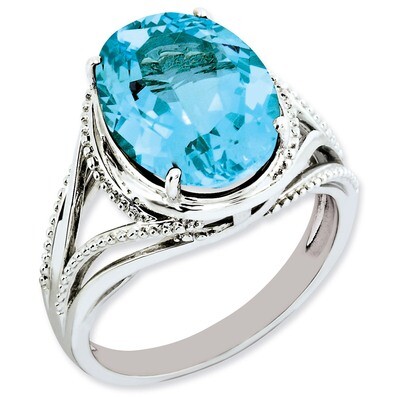 Blue Topaz Ring Sterling Silver QR3085BT, MPN: QR3085BT, 883957650562