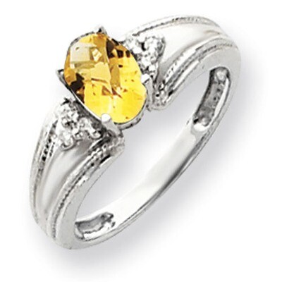 Citrine Diamond Ring 14k white Gold 7x5mm Oval Y4450CI/A, MPN: Y4450CI/A, 883957393919