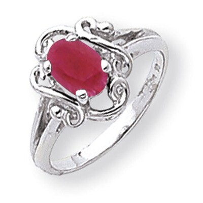 Created Ruby Ring 14k white Gold 7x5mm Oval Y2228CR, MPN: Y2228CR, 883957552248