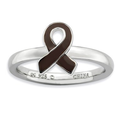 Brown Enameled Awareness Ribbon Ring - Sterling Silver QSK944, MPN: QSK944, 886774231310