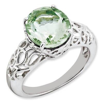 Oval Green Quartz Ring Sterling Silver Rhodium-plated QR3178AG-7, MPN: QR3178AG-7, 883957363264