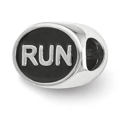 Black Enameled Run Bead Sterling Silver QRS4042, MPN: QRS4042,