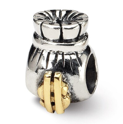 Money Bag Bead - Sterling Silver &amp; 14k Gold QRS303, MPN: QRS303, 883957721996
