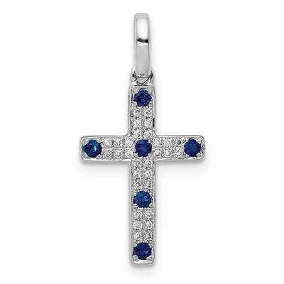 1/15ct. Diamond &amp; Sapphire Cross Pendant 14k White Gold PM5129-SA-007-WA, MPN: PM5129-SA-007-WA, 88…