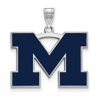 Michigan (Univ Of) Large Blue Enamel Pendant - Sterling Silver SS062UM, MPN: SS062UM, 886774764139