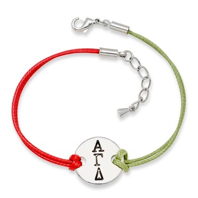 Alpha Gamma Delta Sorority Circular Disc Red &amp; Green Bracelet Brass AGD001, MPN: AGD001, 8106800264…