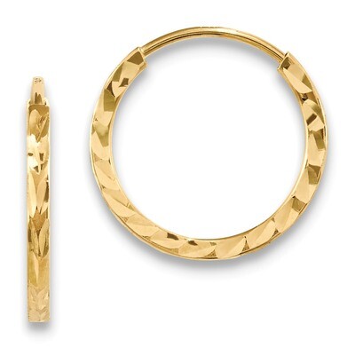 Square Tube Endless Hoop Earrings 14k Gold Diamond-cut TF993, MPN: TF993, 191101078330