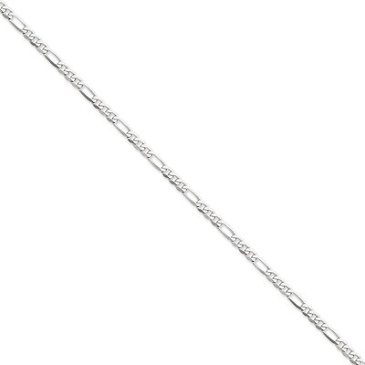 4.0mm Flat Figaro Chain 8 Inch 14k White Gold WFIG100-8, MPN: WFIG100-8, 886774419930
