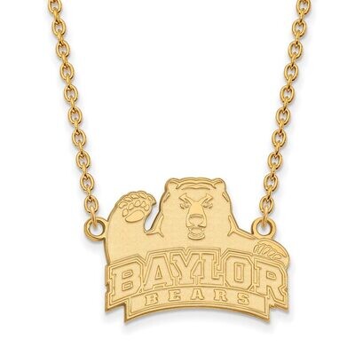 Baylor University Large Pendant with Chain Necklace Gold-plated Silver GP014BU-18, MPN: GP014BU-18,…