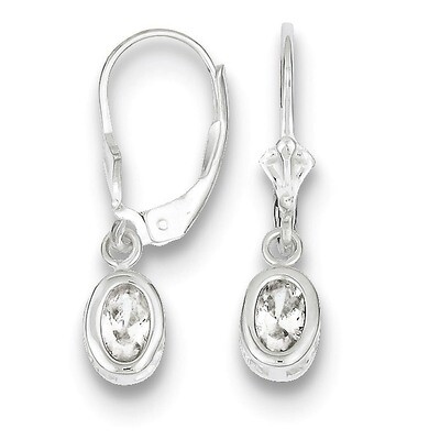 6x4mm Oval Diamond Leverback Earrings Sterling Silver QE2042CZ, MPN: QE2042CZ, 883957048680