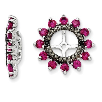 Created Ruby &amp; Black Sapphire Earring Jacket Sterling Silver Rhodium QJ108JUL, MPN: QJ108JUL, 19110…
